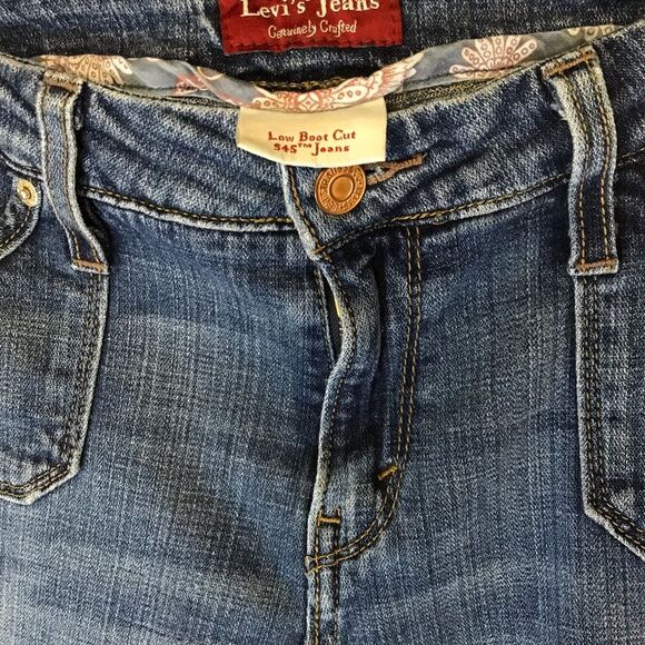 Women Levi's 545 Medium Wash Low Bootcut Blue Denim Stretch Y2K Jeans Size 10M - Picture 4 of 10